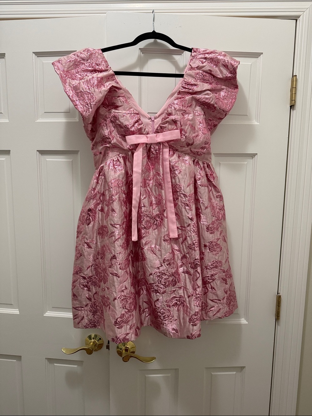 Endless Rose Pink Floral Mini Cocktail Dress with Bow Size Small